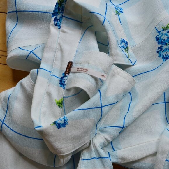 Free People Window to My Heart Floral Striped Button Down Shirt White S - Picture 8 of 11